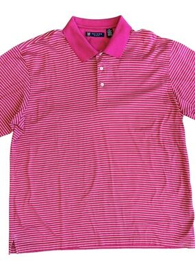 Oxford Men’s Pink Striped Polo Shirt